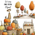 Fall Scenes Whimsical Clipart Bundle