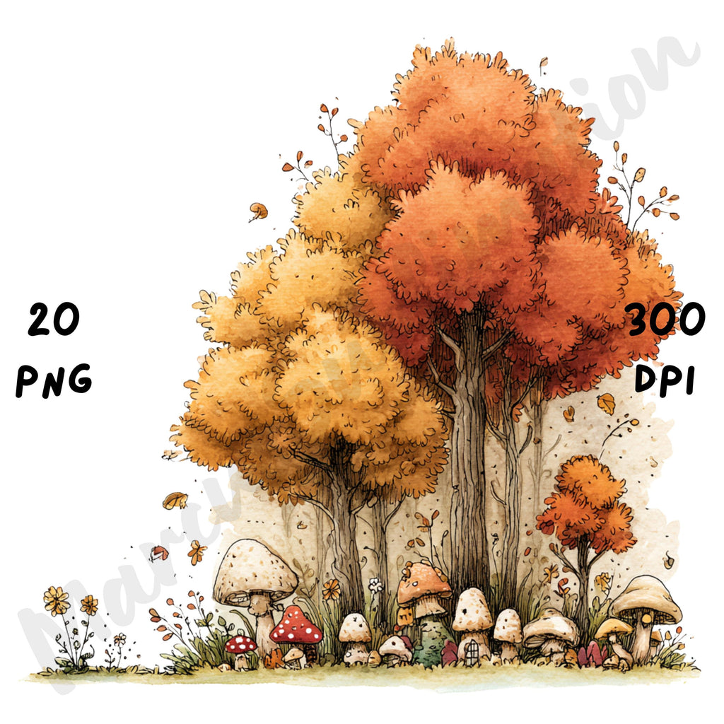 Fall Forest Whimsical Clipart Bundle