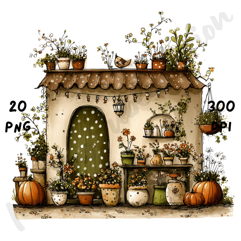 Fall Garden Whimsical Clipart Bundle