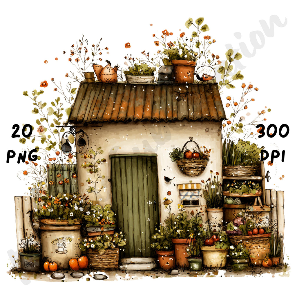 Fall Garden Whimsical Clipart Bundle