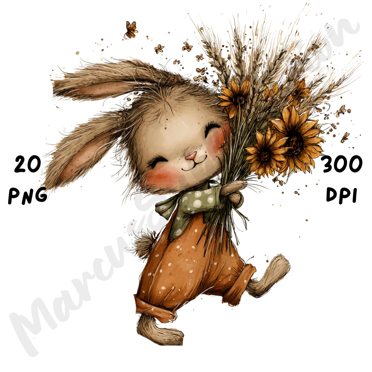 Fall Bunny Whimsical Clipart Bundle