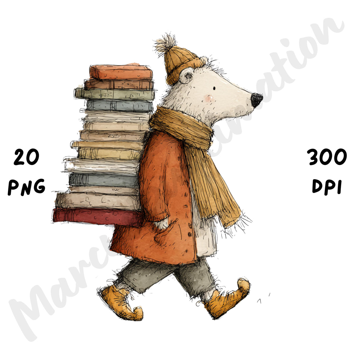 Fall Bear Whimsical Clipart Bundle
