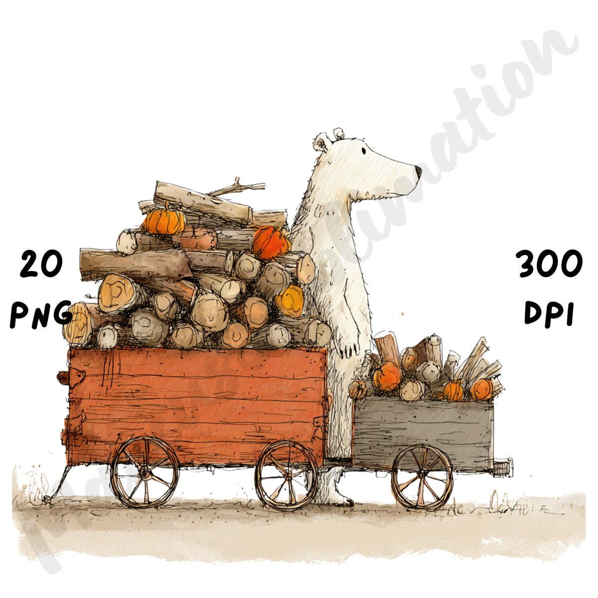 Fall Bear Whimsical Clipart Bundle