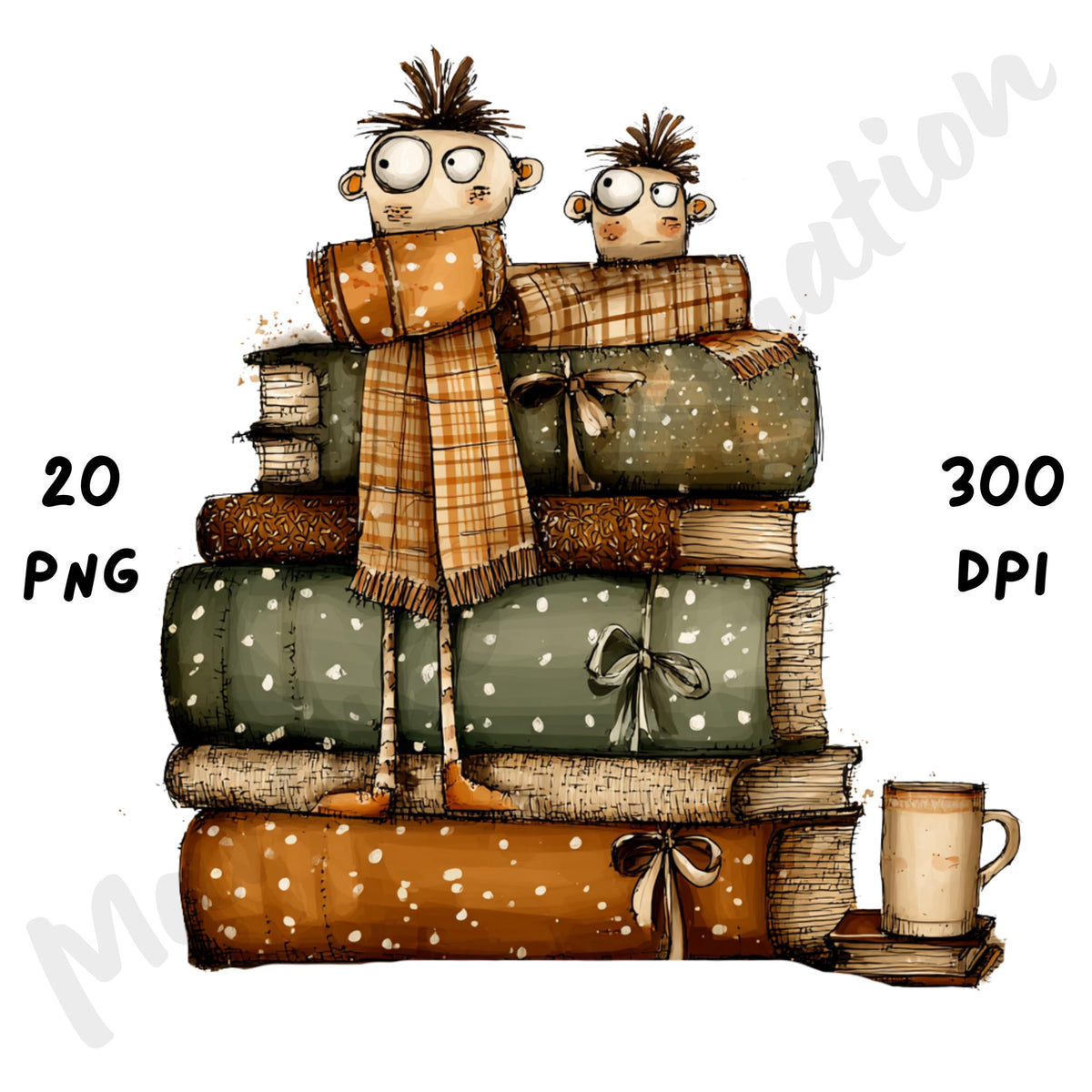 Fall Books Whimsical Clipart Bundle