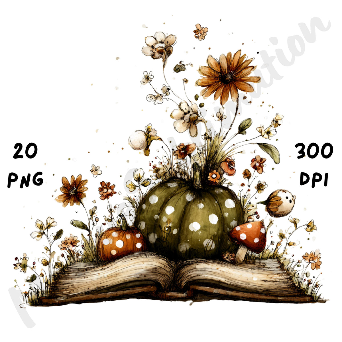 Fall Books Whimsical Clipart Bundle