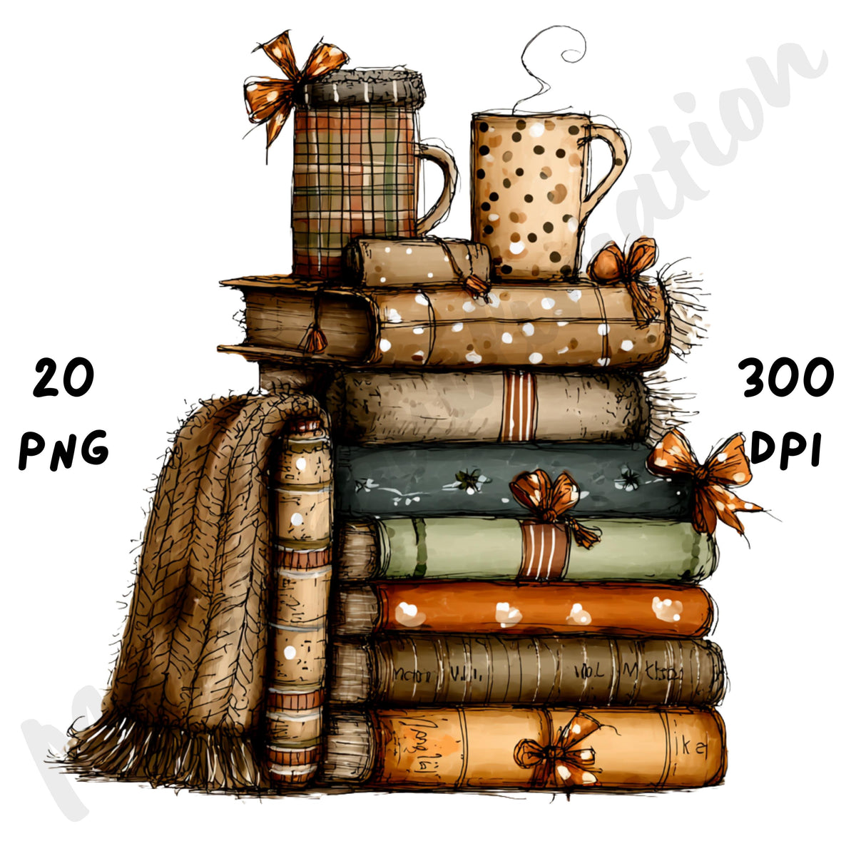 Fall Books Whimsical Clipart Bundle