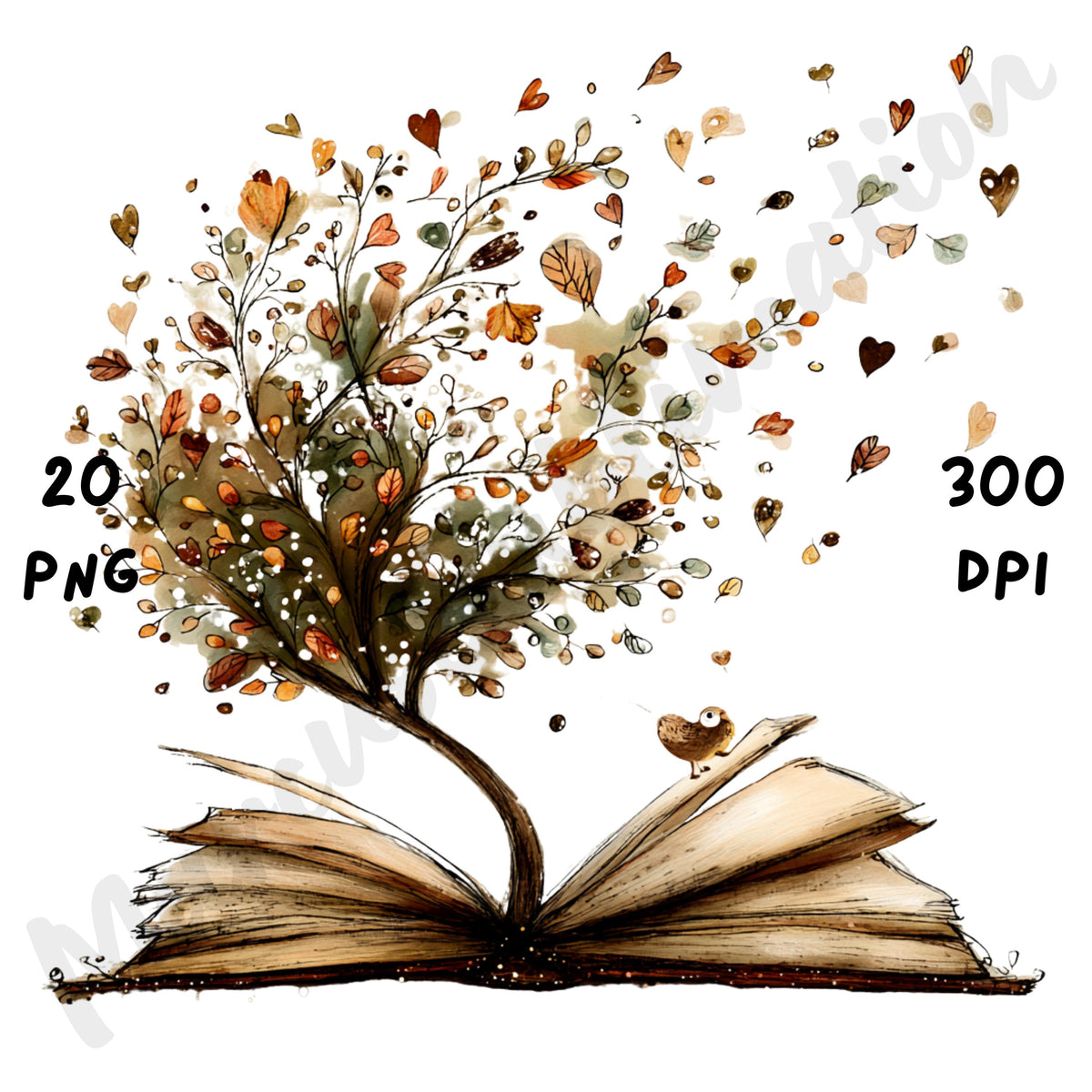 Fall Books Whimsical Clipart Bundle