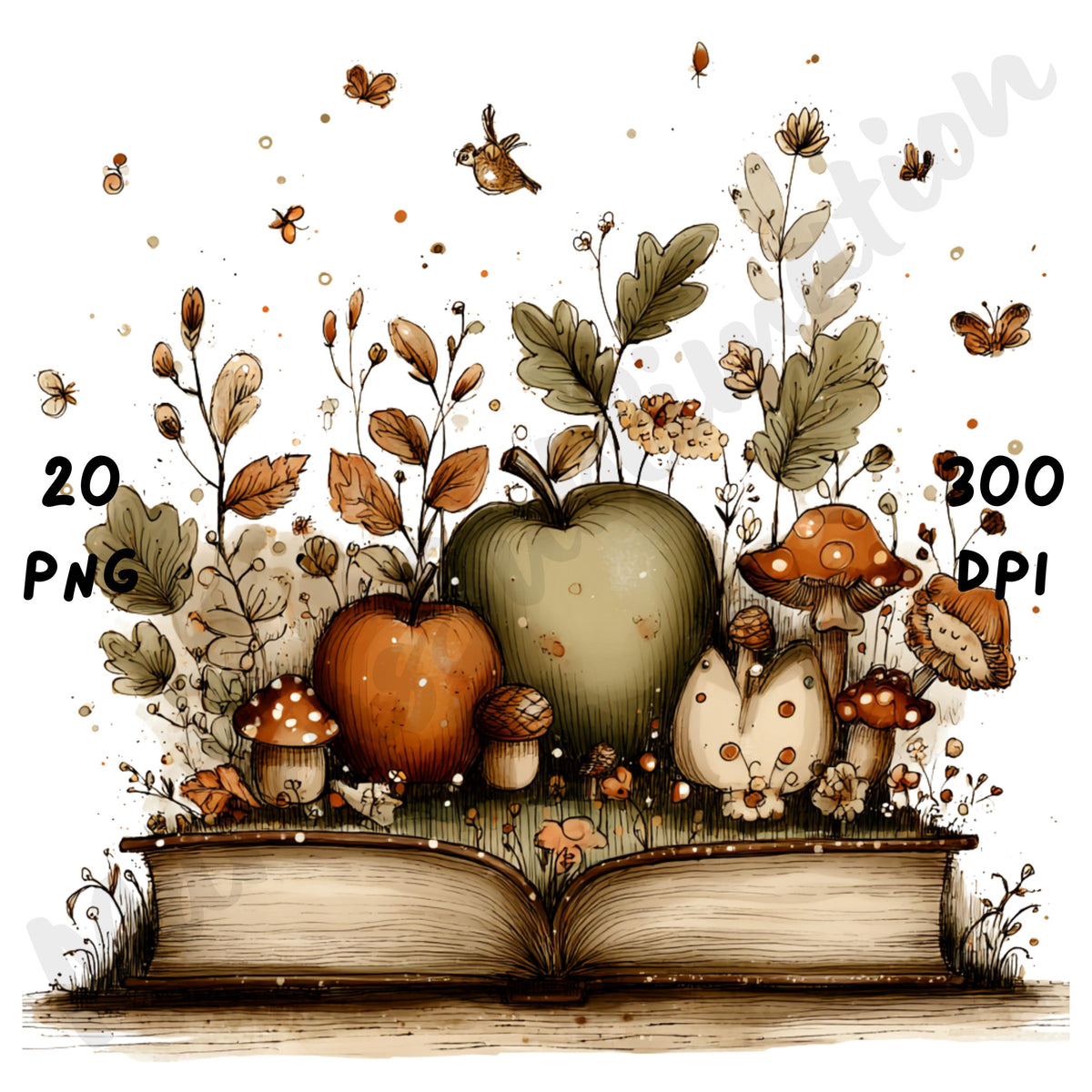 Fall Books Whimsical Clipart Bundle
