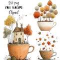 Fall Teacups Whimsical Clipart Bundle