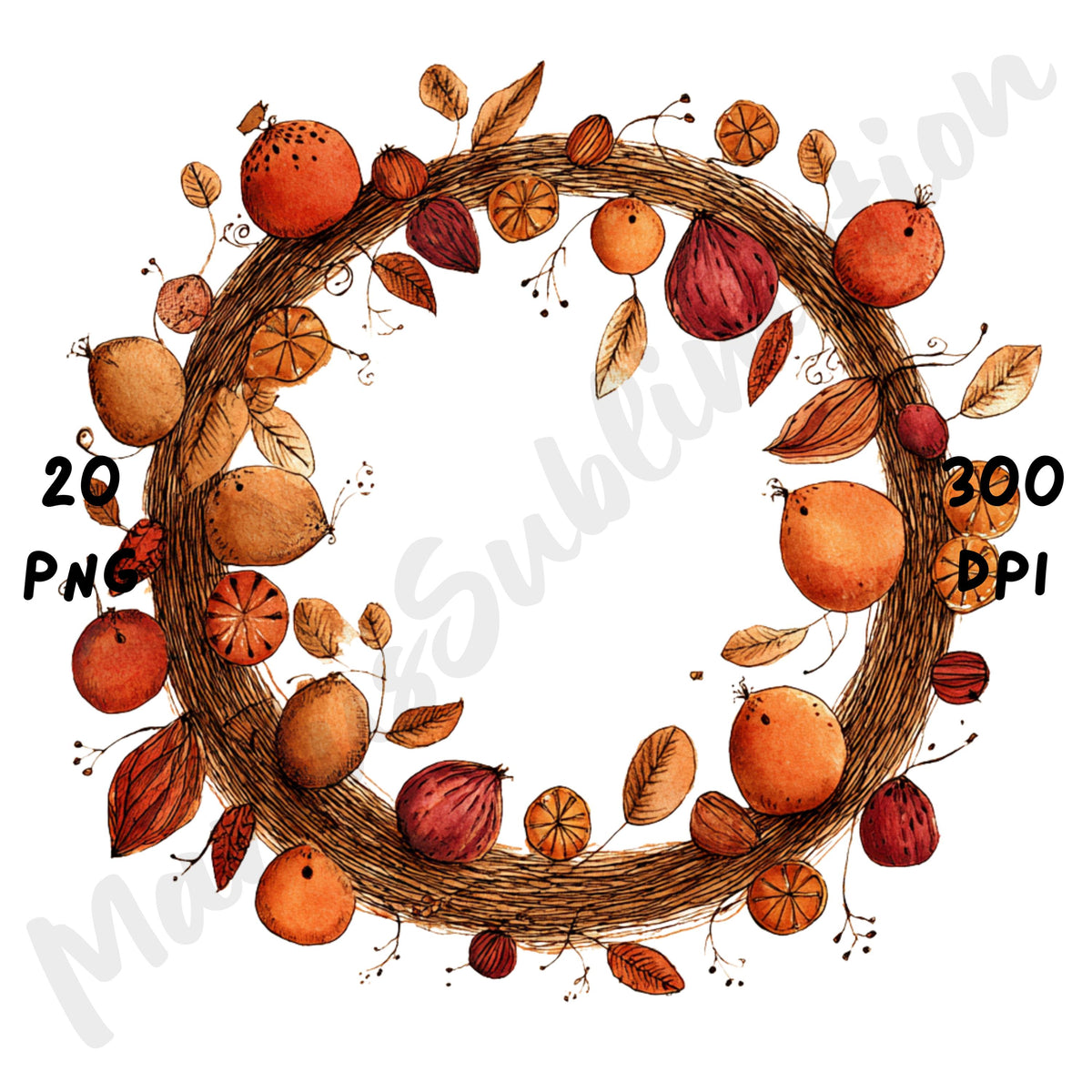 Fall Wreaths Whimsical Clipart Bundle