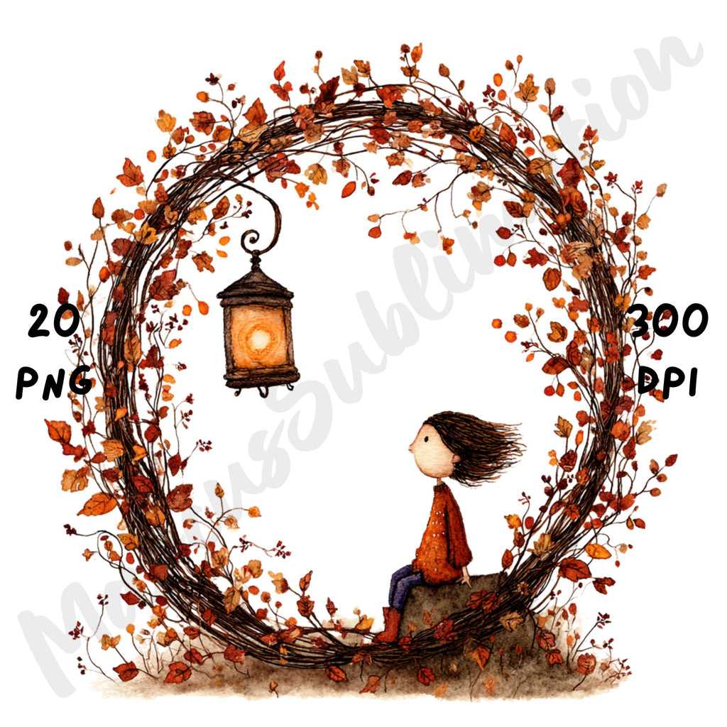 Fall Wreaths Whimsical Clipart Bundle