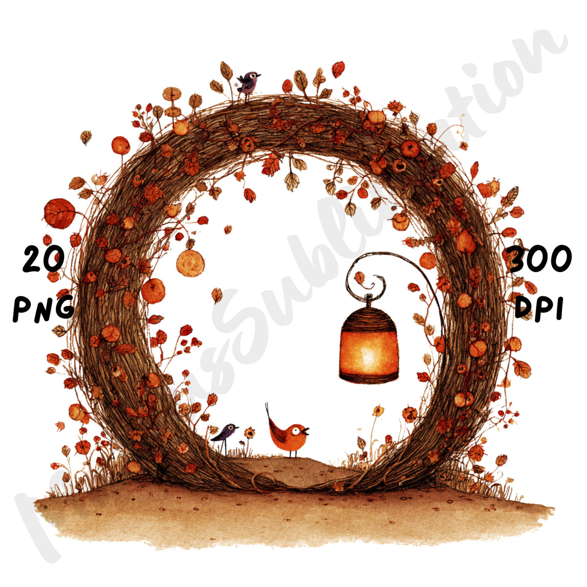 Fall Wreaths Whimsical Clipart Bundle