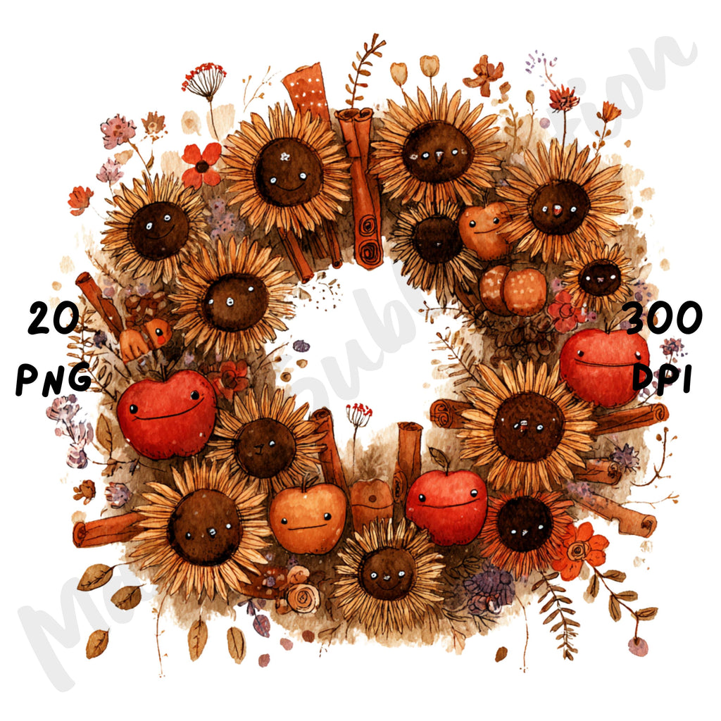 Fall Wreaths Whimsical Clipart Bundle