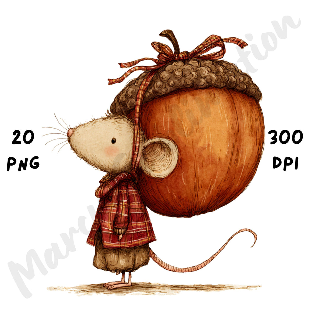 Fall Mouse Whimsical Clipart Bundle