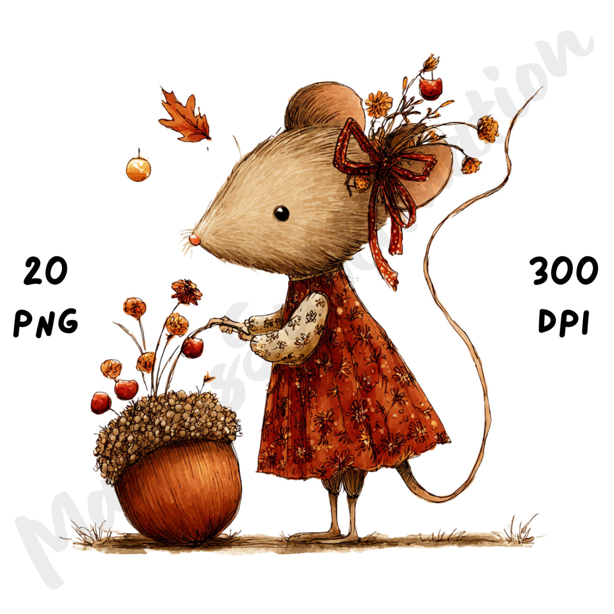 Fall Mouse Whimsical Clipart Bundle