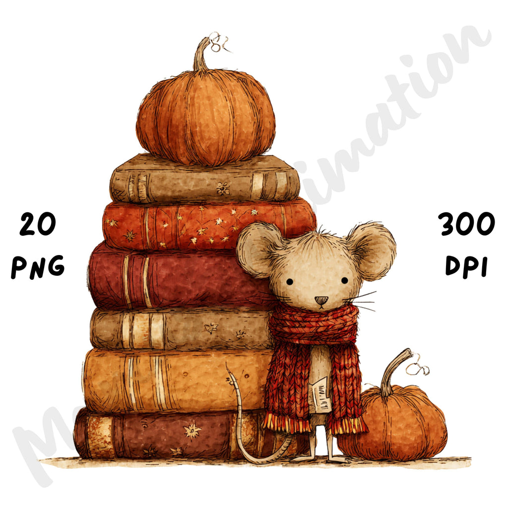Fall Mouse Whimsical Clipart Bundle