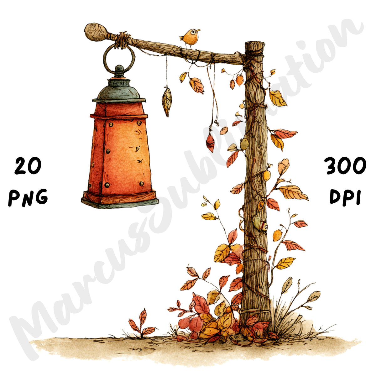 Fall Lanterns Whimsical Clipart Bundle
