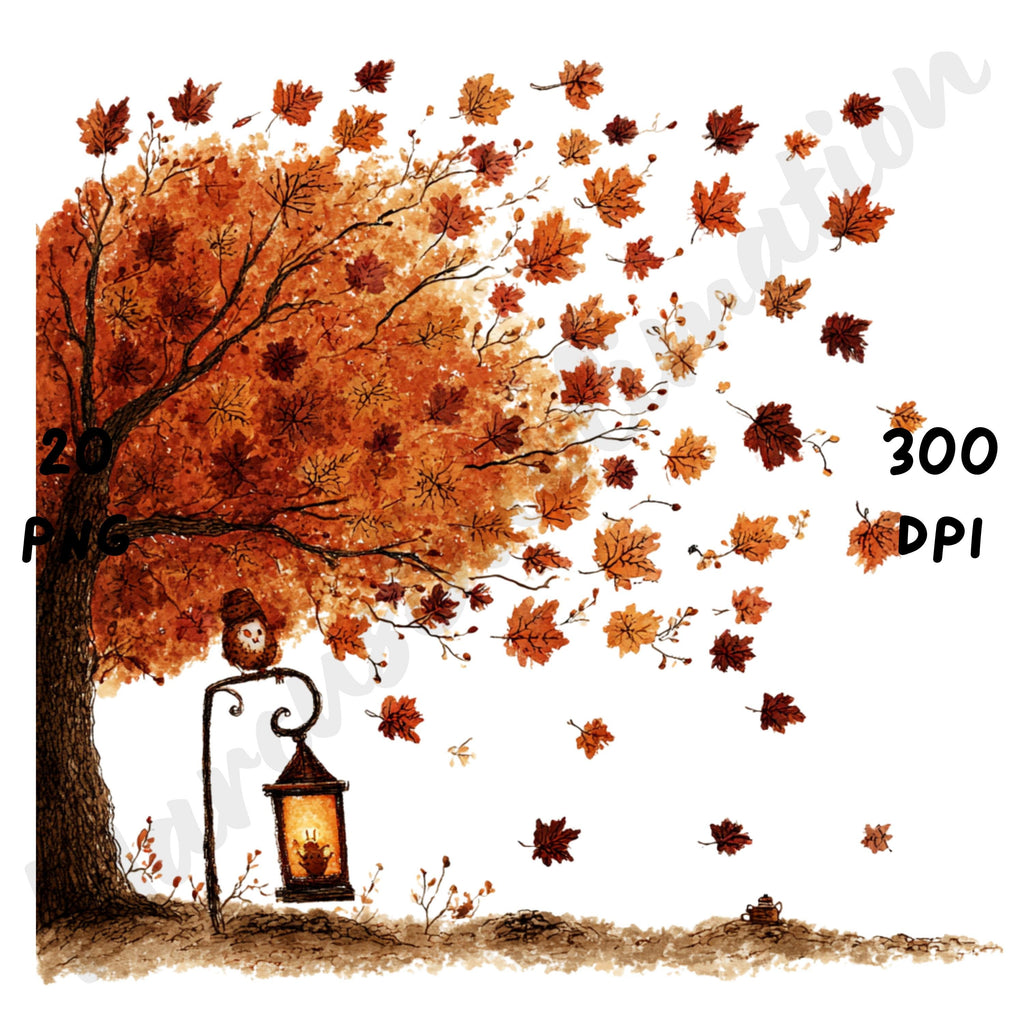 Fall Leaves Whimsical Clipart Bundle