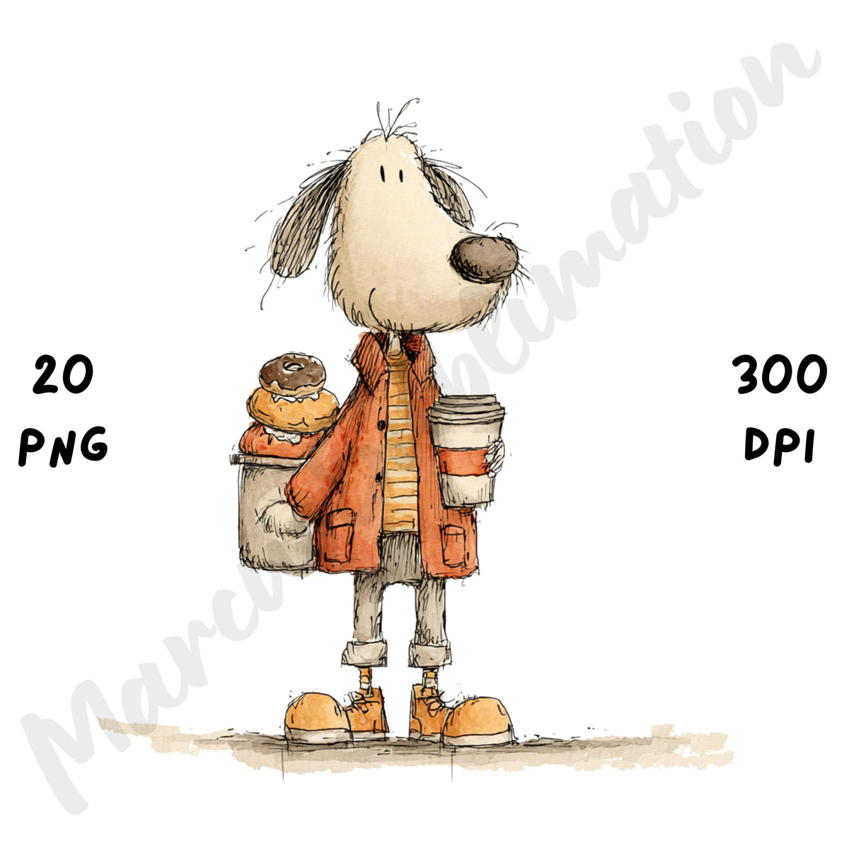 Fall Dog Whimsical Clipart Bundle