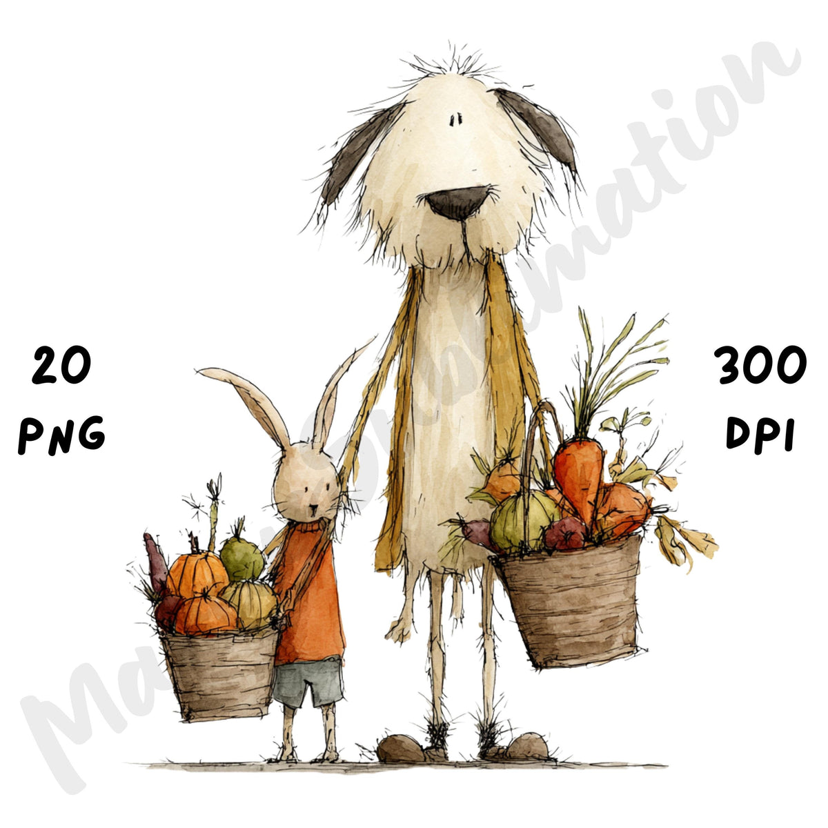 Fall Dog Whimsical Clipart Bundle