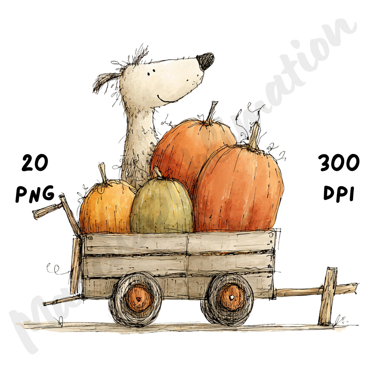 Fall Dog Whimsical Clipart Bundle