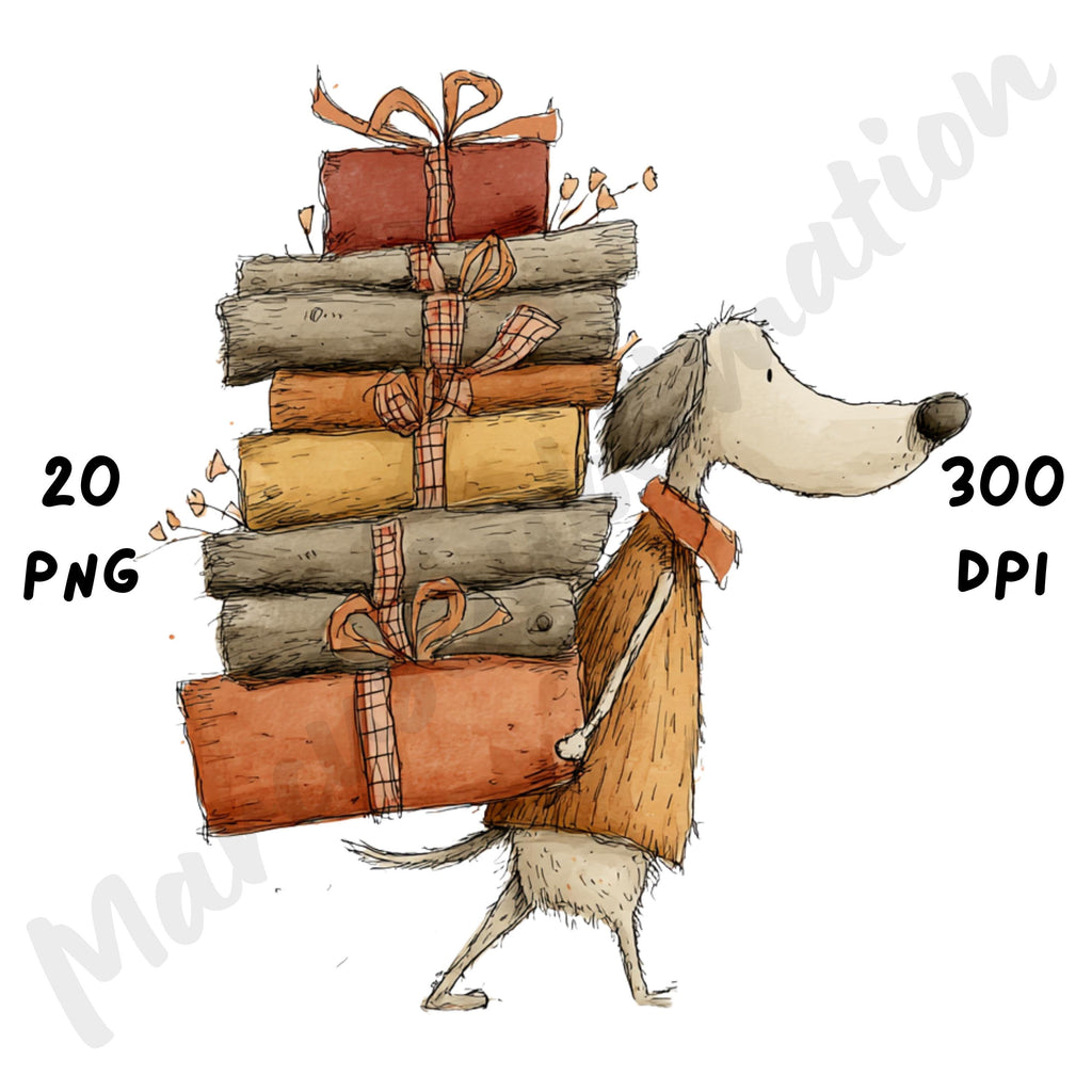 Fall Dog Whimsical Clipart Bundle
