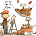 Fall Cat Whimsical Clipart Bundle