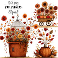 Fall Flowers Whimsical Clipart Bundle