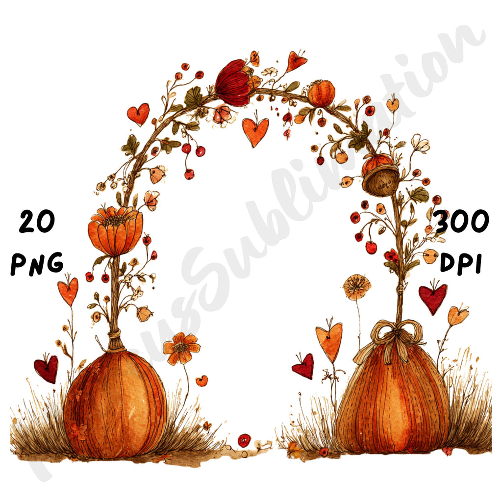 Fall Flowers Whimsical Clipart Bundle