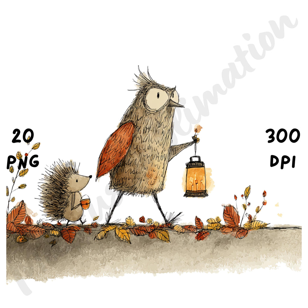 Fall Birds Whimsical Clipart Bundle