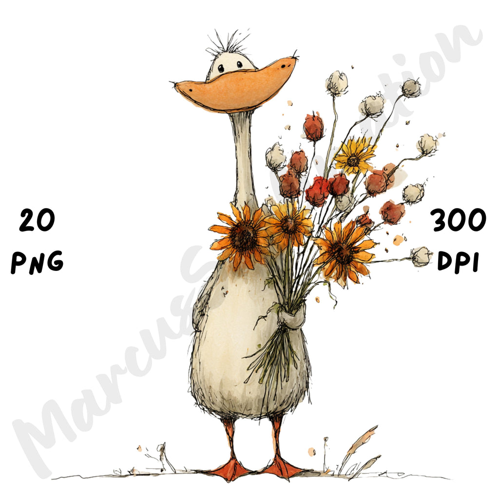 Fall Birds Whimsical Clipart Bundle