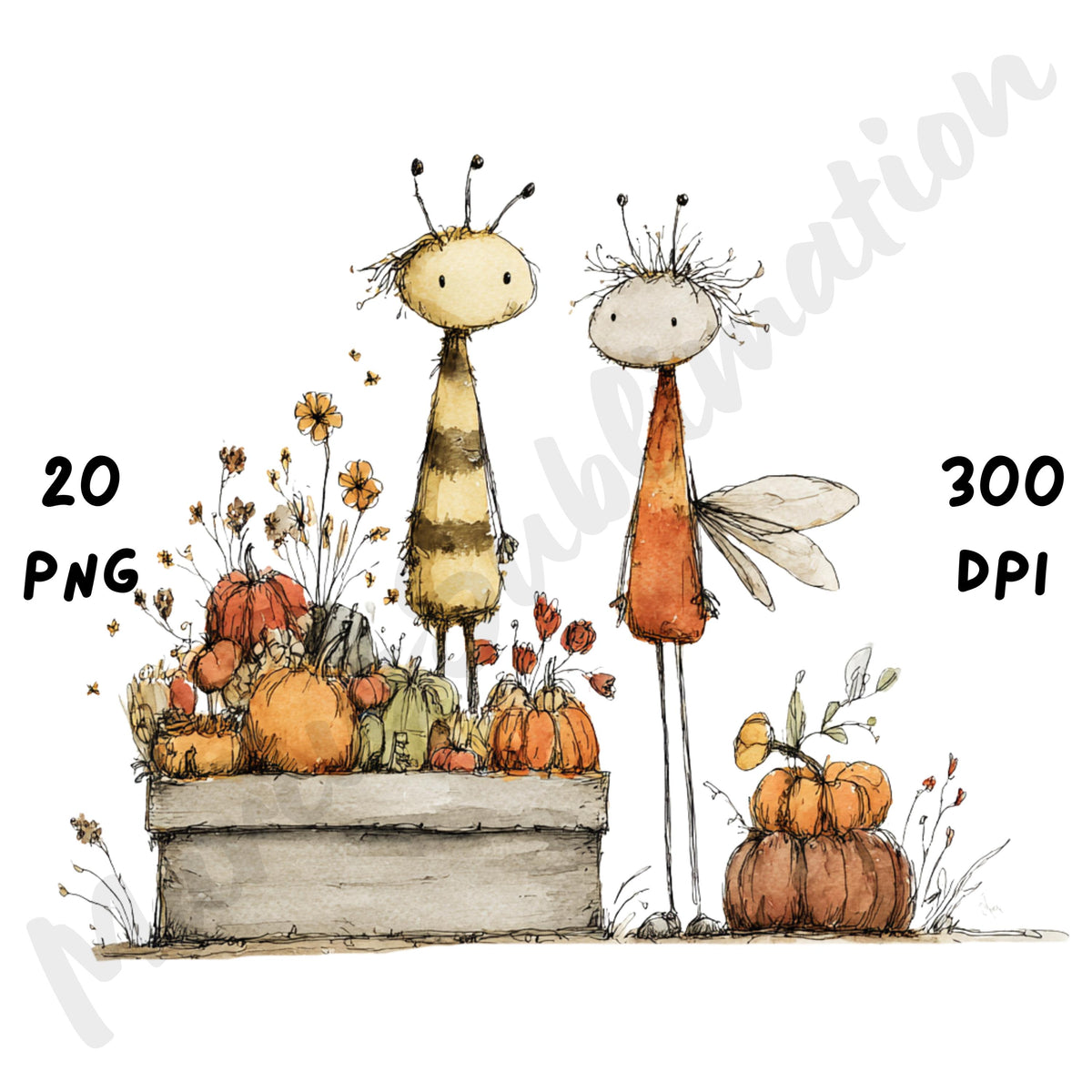 Fall Insects Whimsical Clipart Bundle