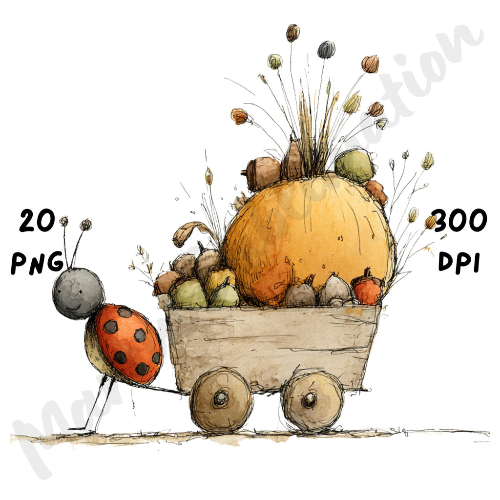 Fall Insects Whimsical Clipart Bundle