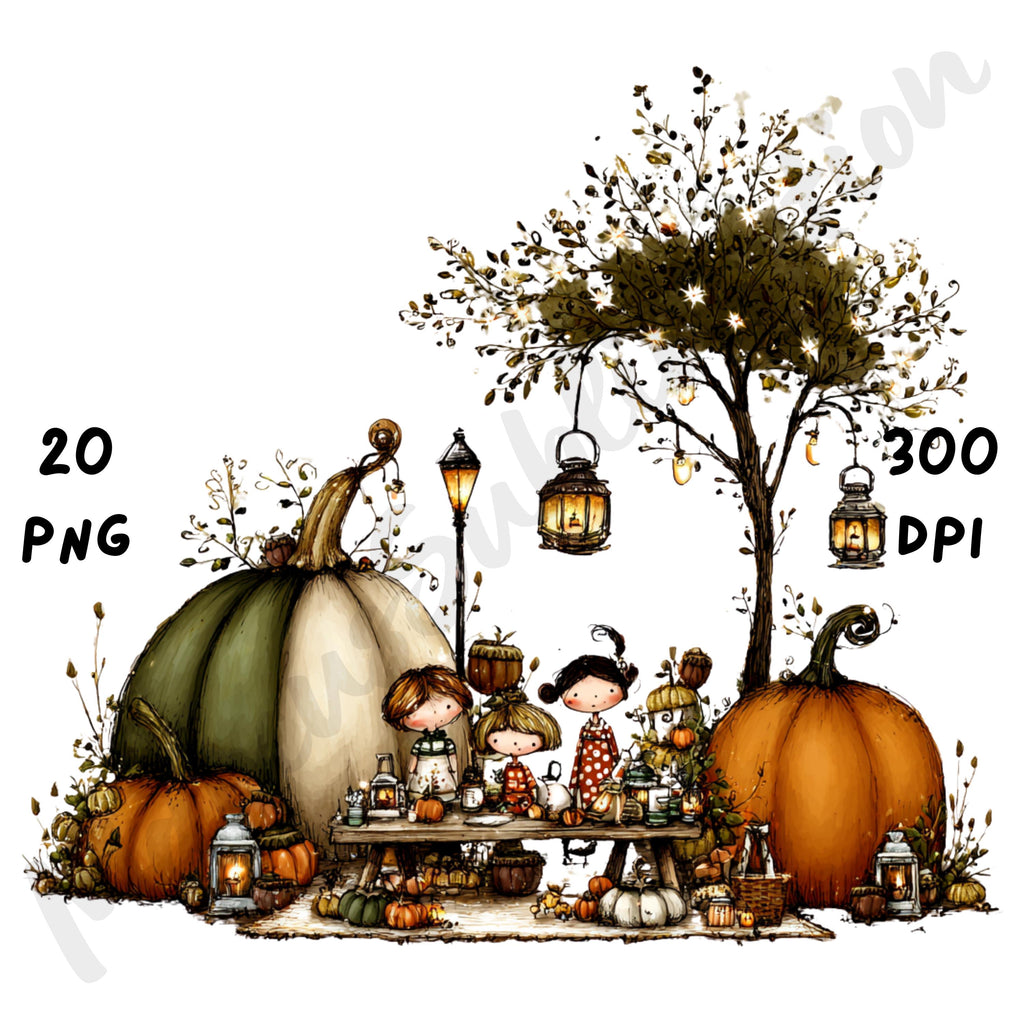 Fall Picnic Whimsical Clipart Bundle