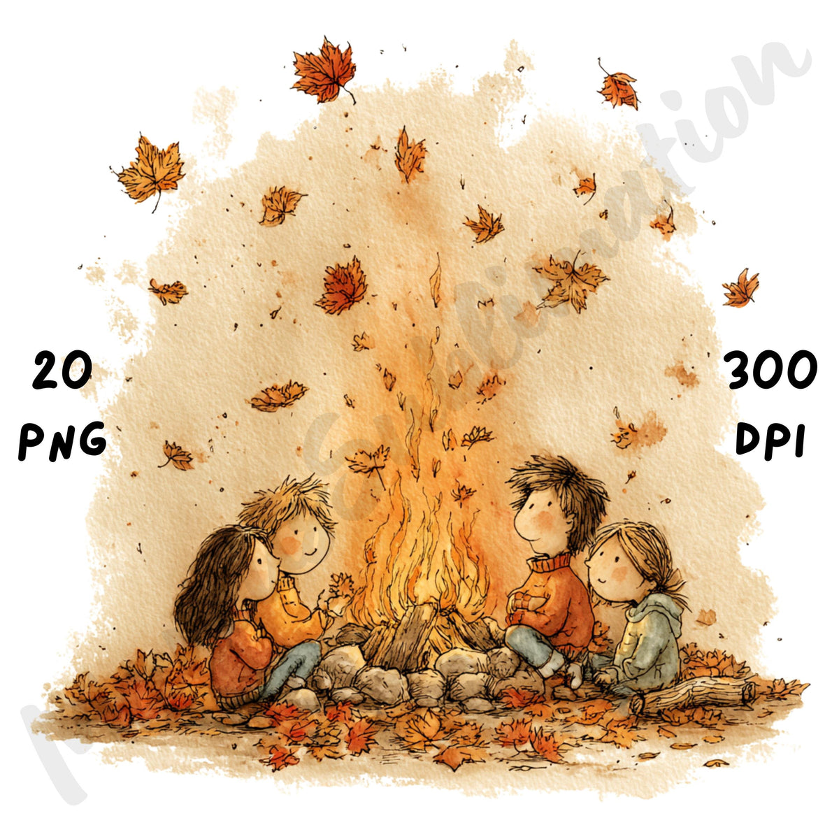 Fall Cozy Campfire Whimsical Clipart Bundle