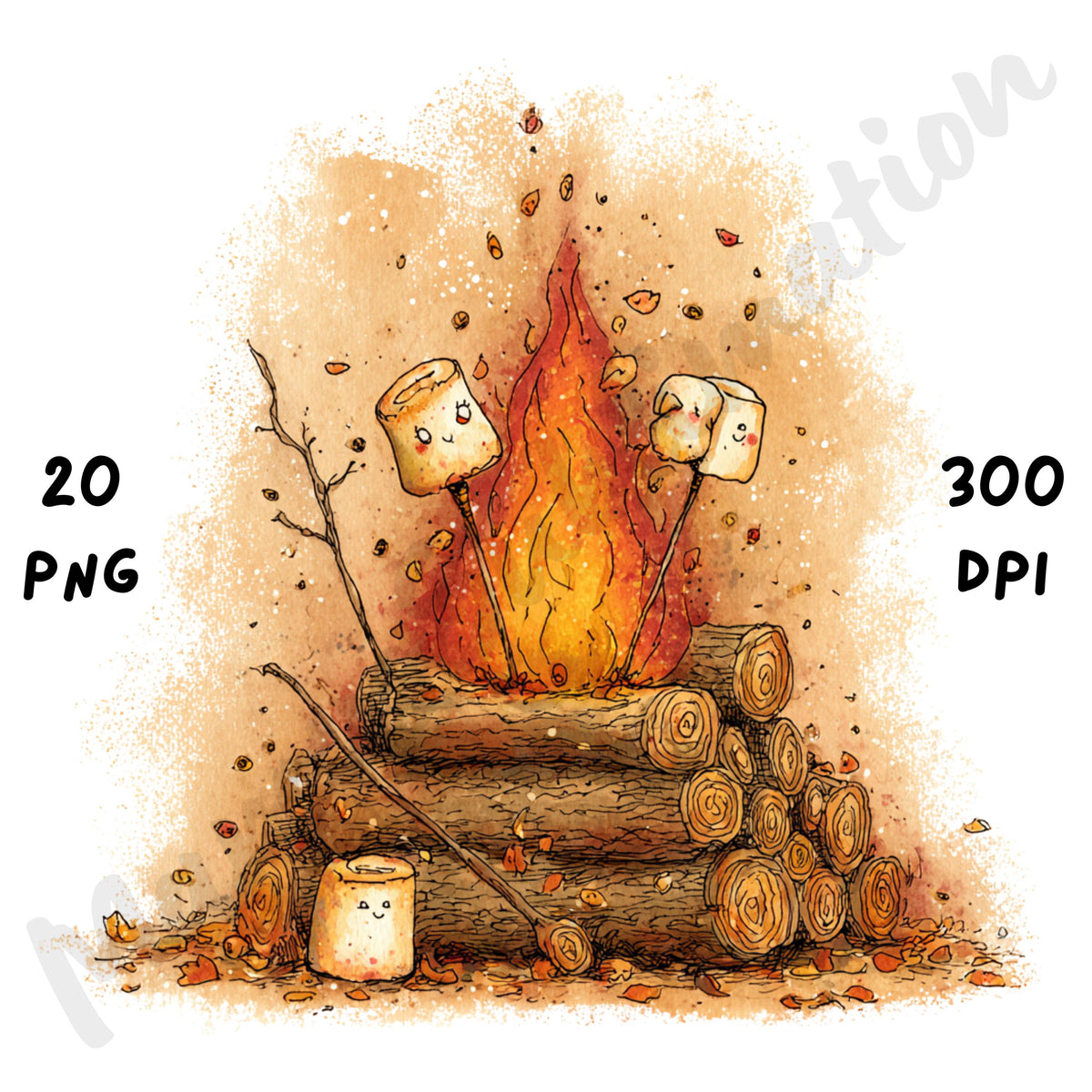 Fall Cozy Campfire Whimsical Clipart Bundle