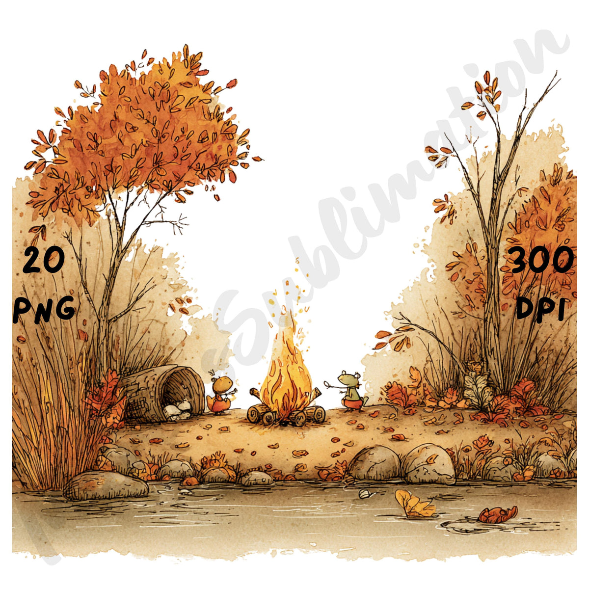 Fall Cozy Campfire Whimsical Clipart Bundle