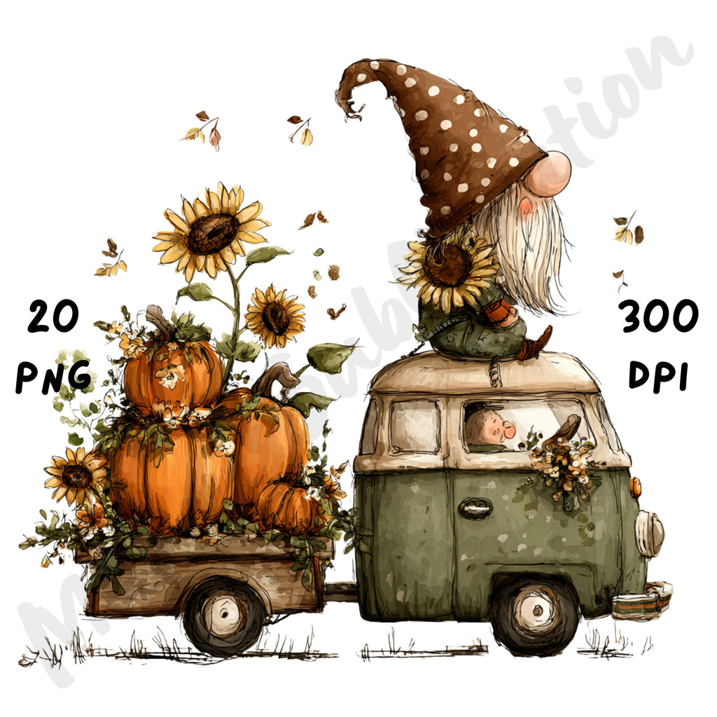 Fall Gnome Whimsical Clipart Bundle
