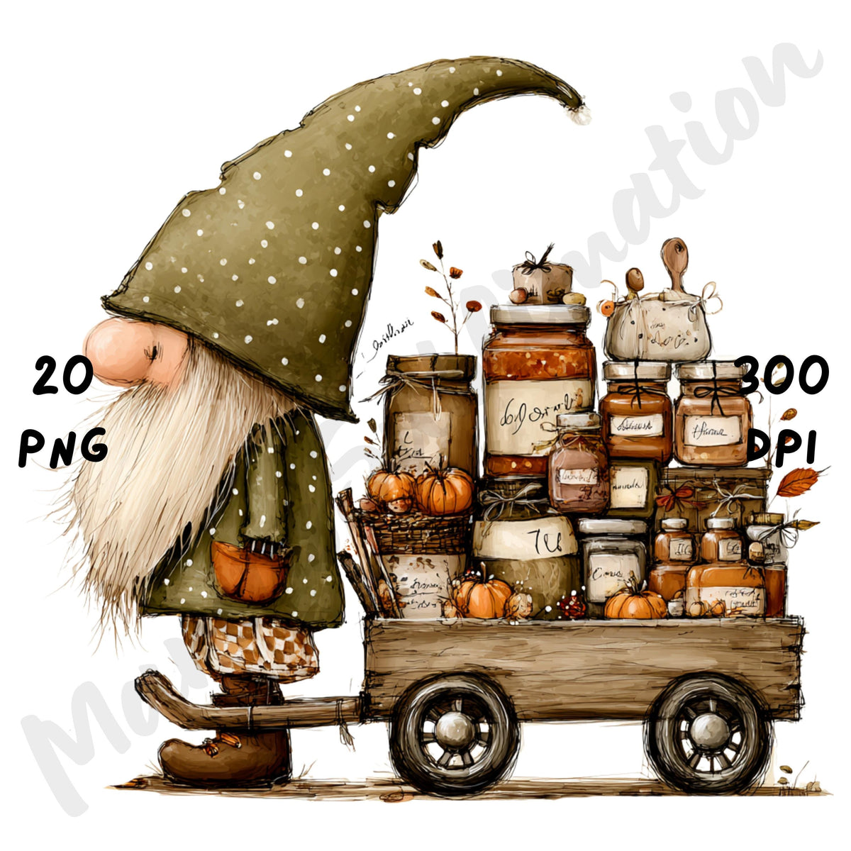 Fall Gnome Whimsical Clipart Bundle