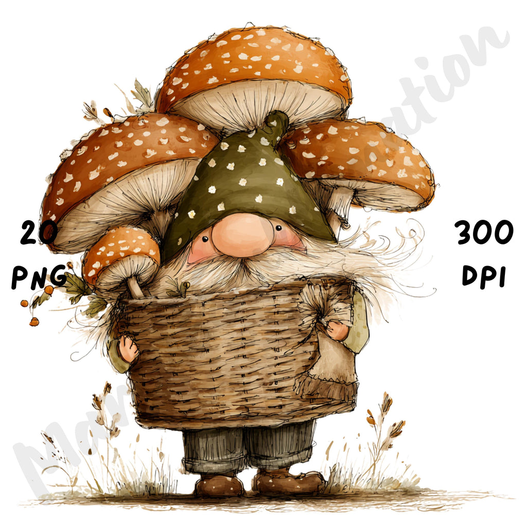 Fall Gnome Whimsical Clipart Bundle
