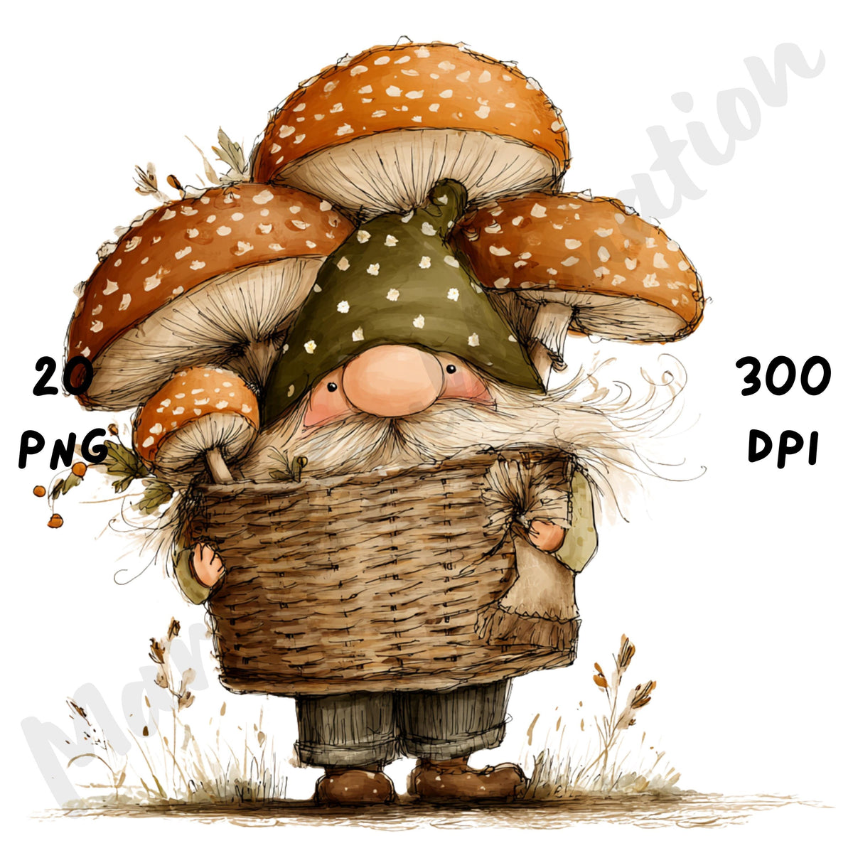 Fall Gnome Whimsical Clipart Bundle