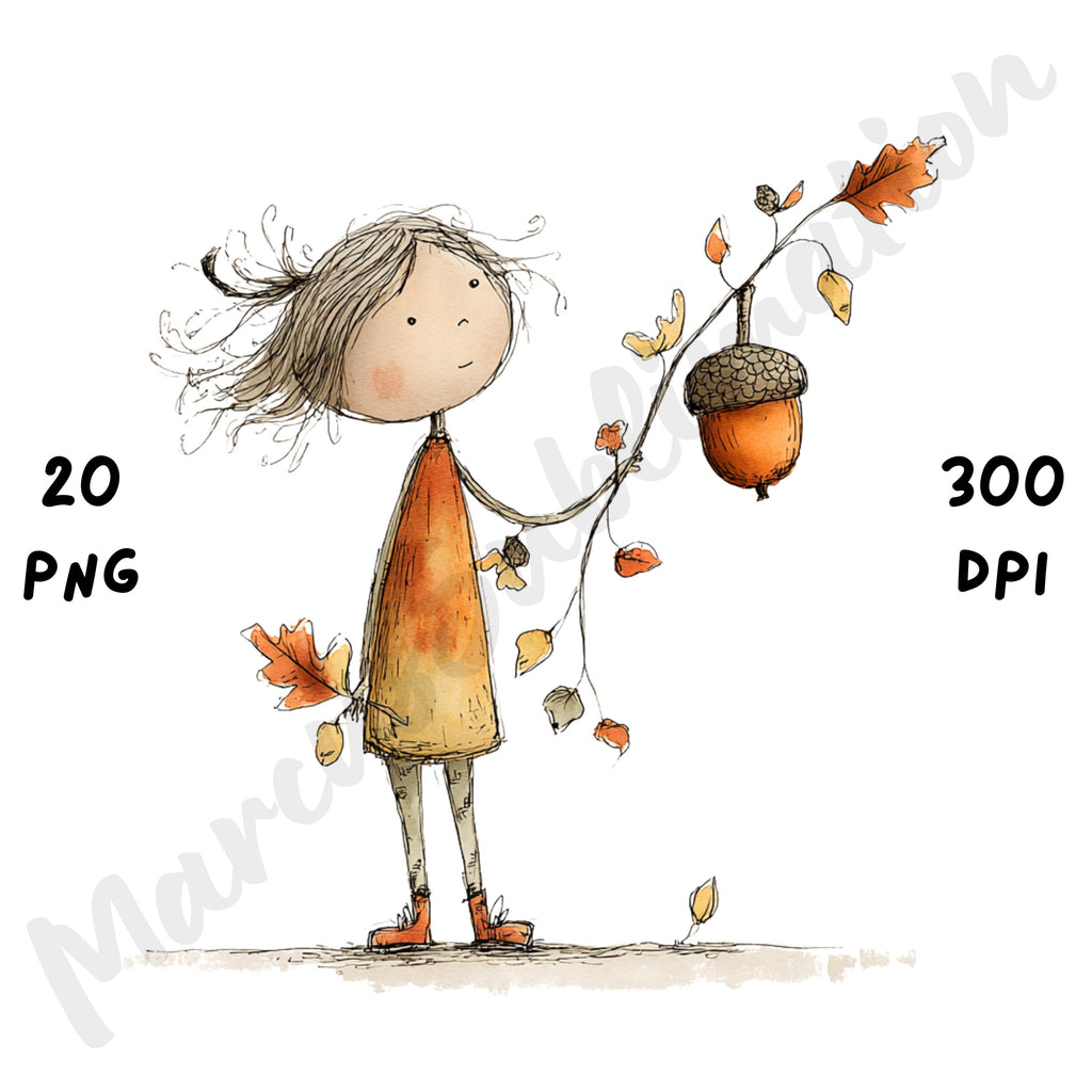 Fall Girl Whimsical Clipart Bundle