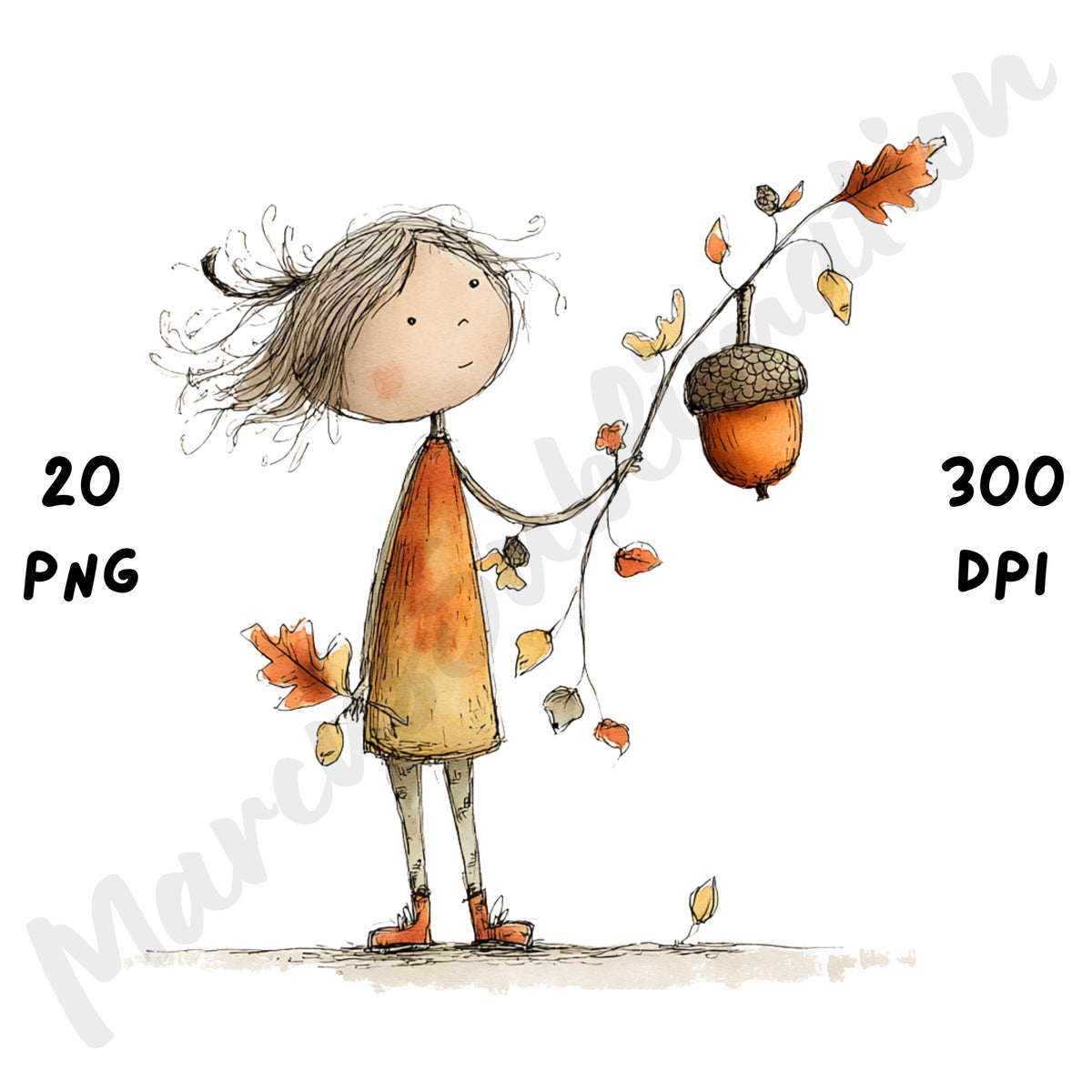 Fall Girl Whimsical Clipart Bundle