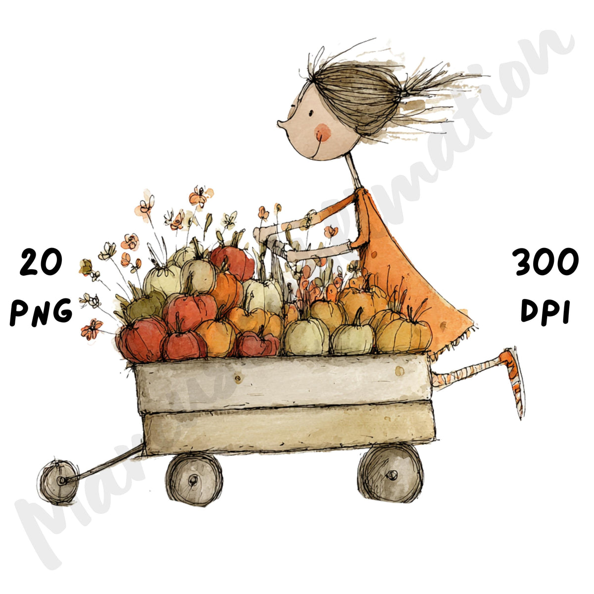 Fall Girl Whimsical Clipart Bundle