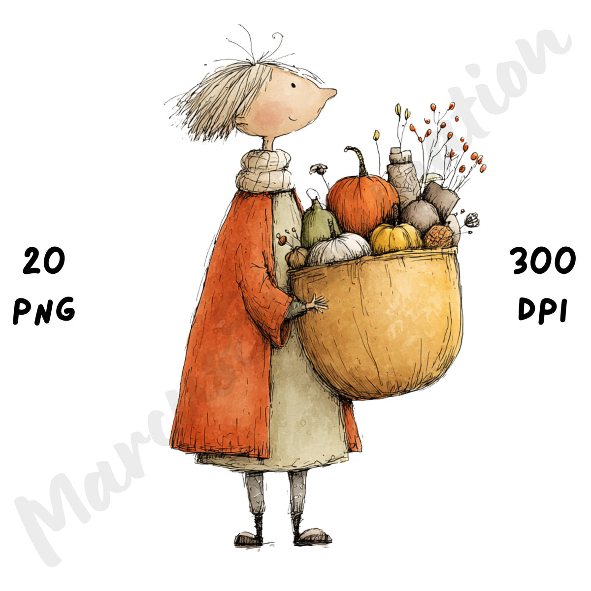 Fall Girl Whimsical Clipart Bundle