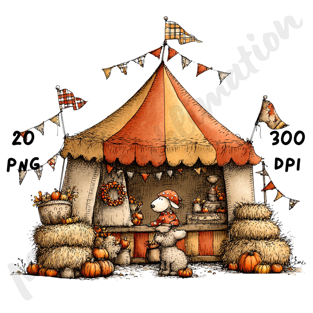 Fall Harvest Market Whimsical Clipart Bundle