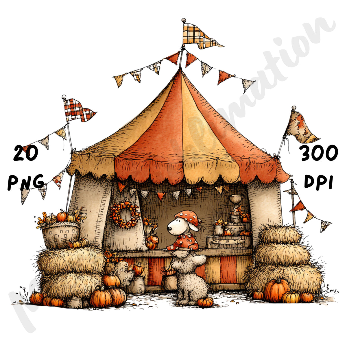 Fall Harvest Market Whimsical Clipart Bundle