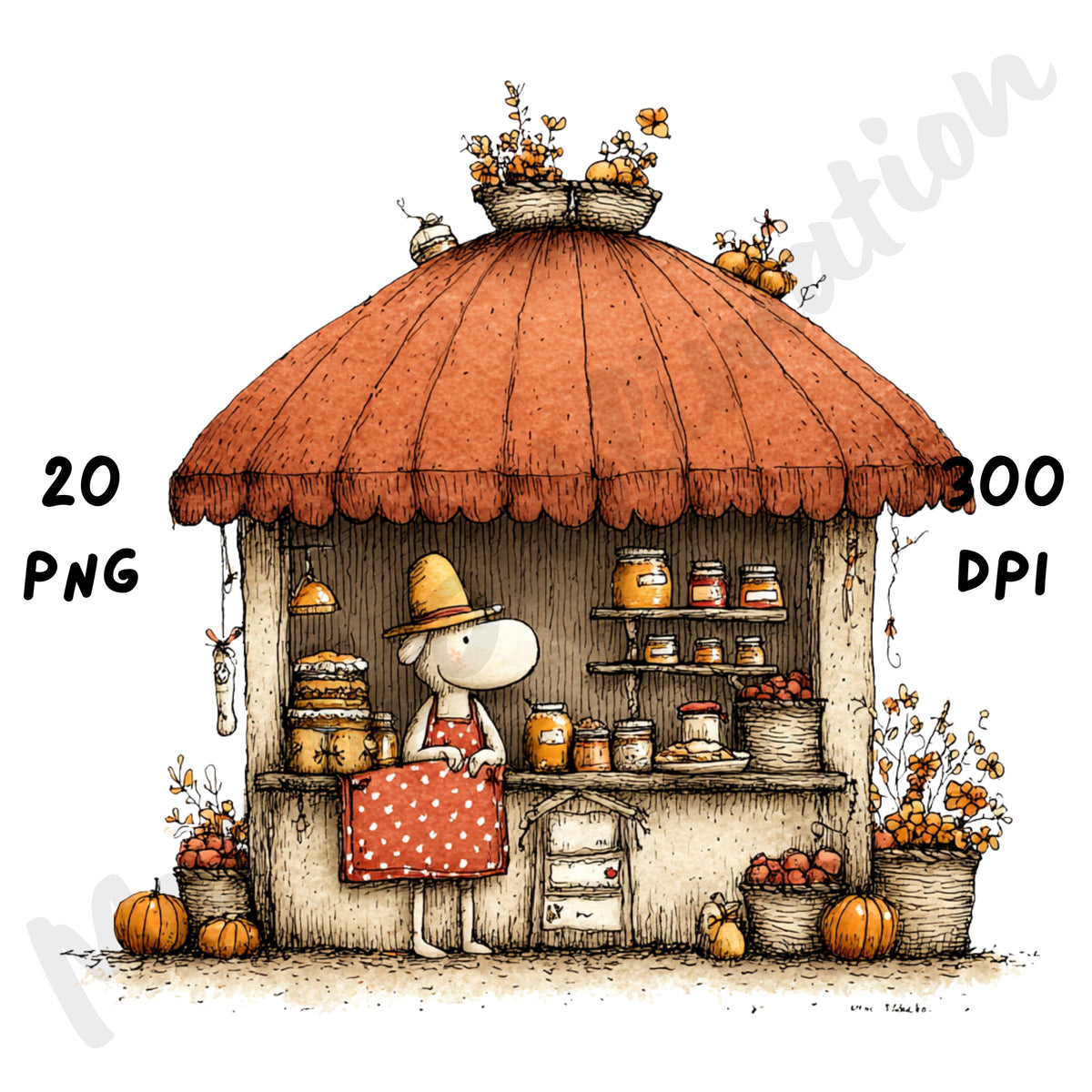 Fall Harvest Market Whimsical Clipart Bundle