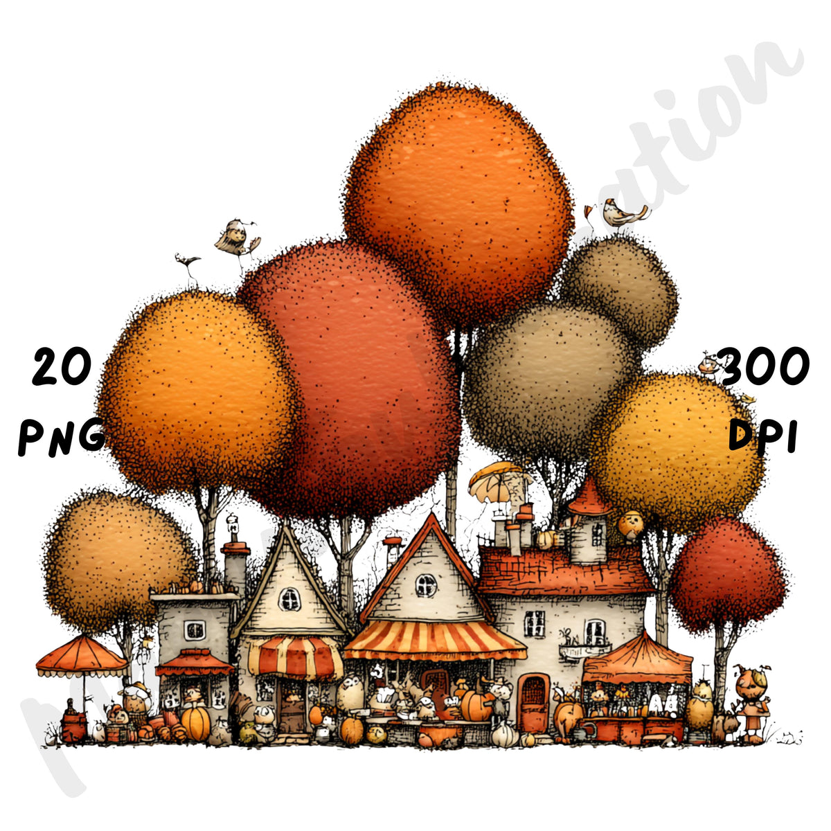 Fall Harvest Market Whimsical Clipart Bundle