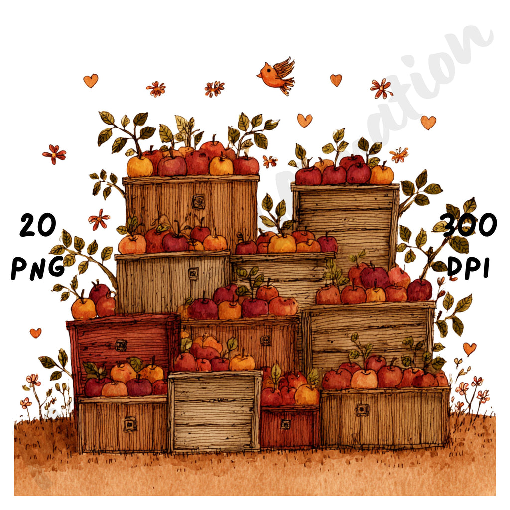 Fall Apple Orchard Whimsical Clipart Bundle